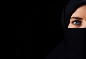 Arab woman with black veil